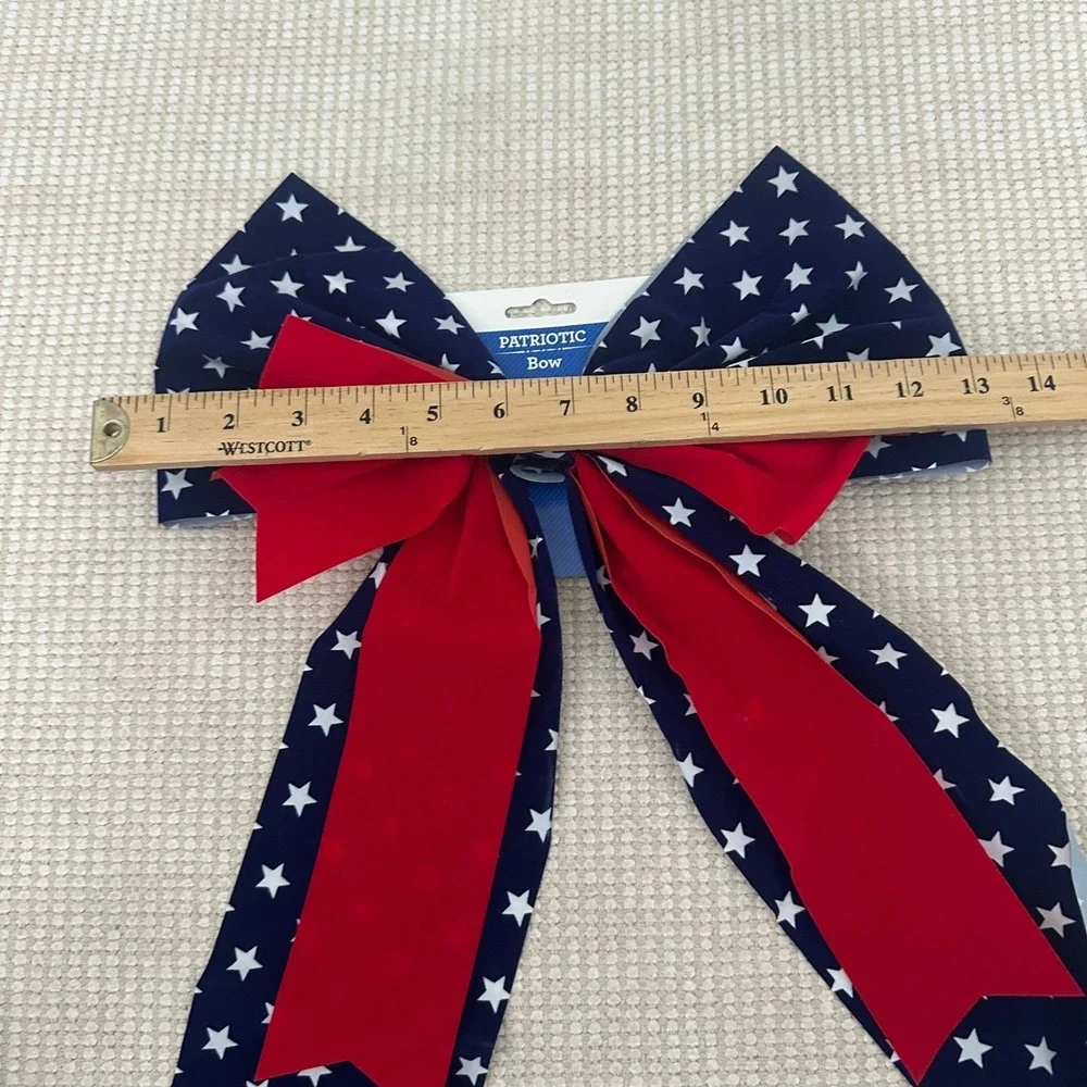 6pc Patriotic Bow and Rosette Set Red White Blue‎ Stars July 4th Americana Decor